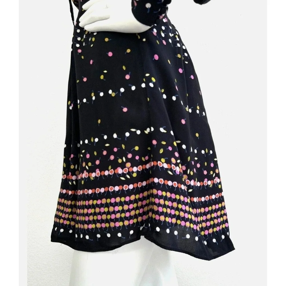 Free People Coryn Dress Size 2 XS Black Cherry Print Open Back Fit Flare V-Neck - Picture 8 of 12